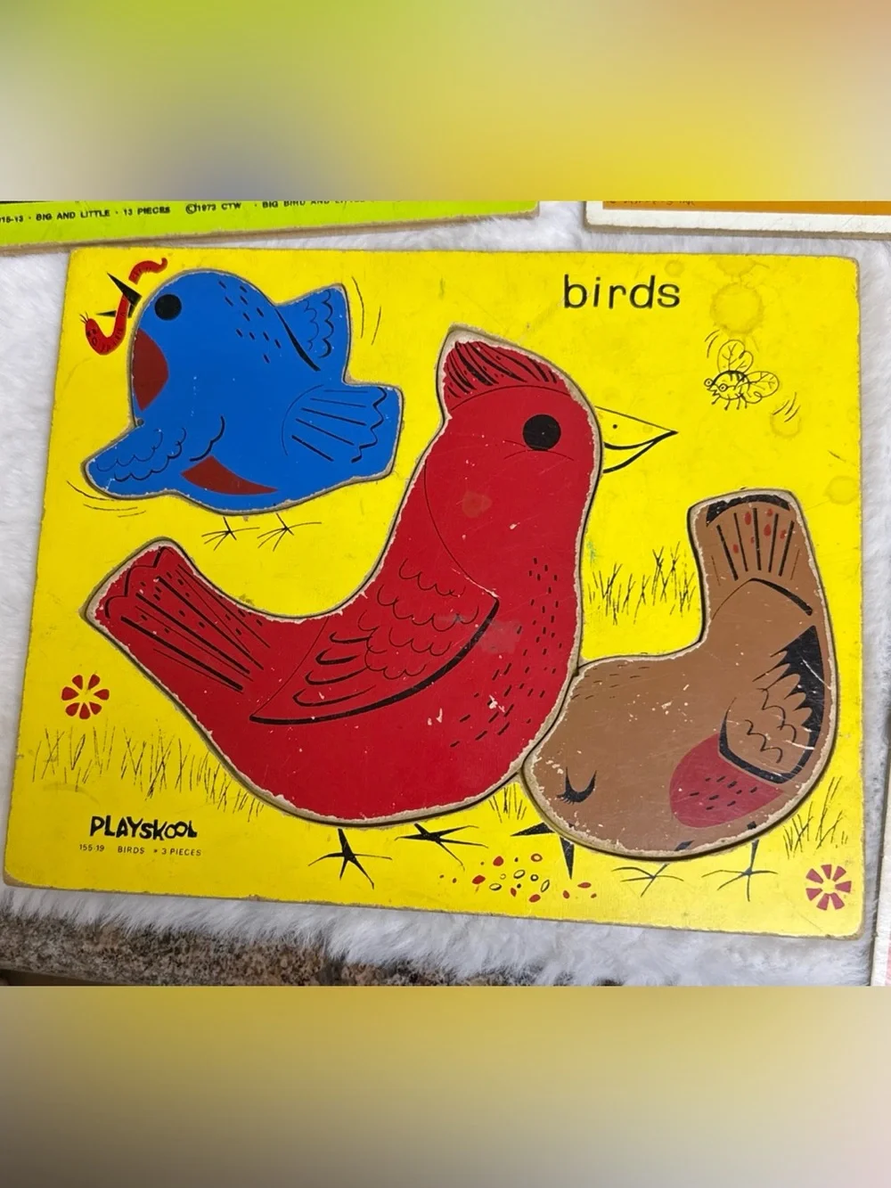 Vintage 1970s Playskool‎ Sesame St. Ernie Oscar Big Bird Birds Puzzles Lot Of 4
